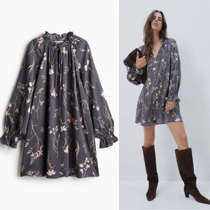 H&M printed long sleeve dress NWT xs